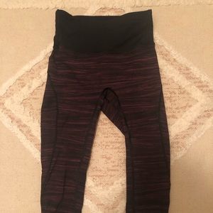 Lululemon maroon/black striped leggings